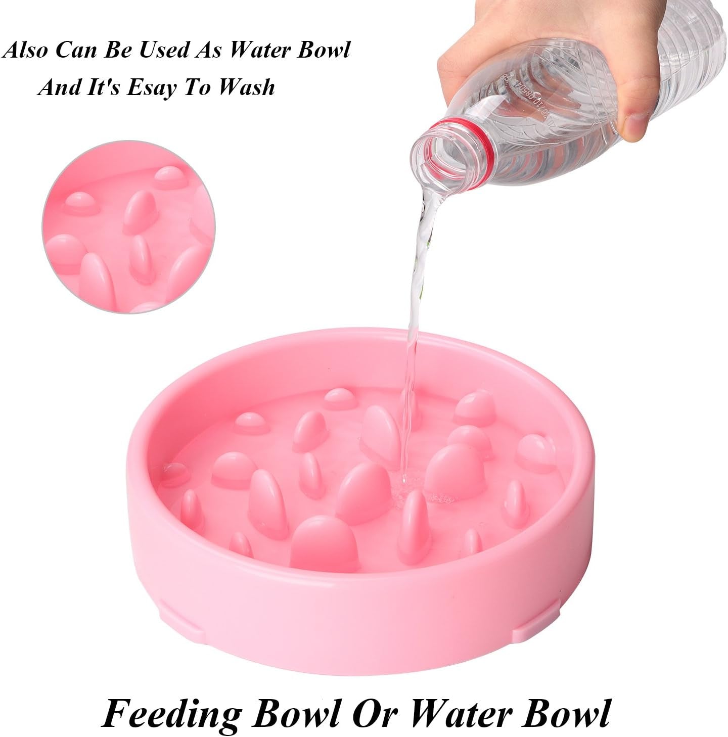 Dog Feeder Slow Eating Pet Bowl Eco-Friendly Non-Toxic Preventing Choking Healthy Design Bowl for Dog Pet(S-M,New Pink)