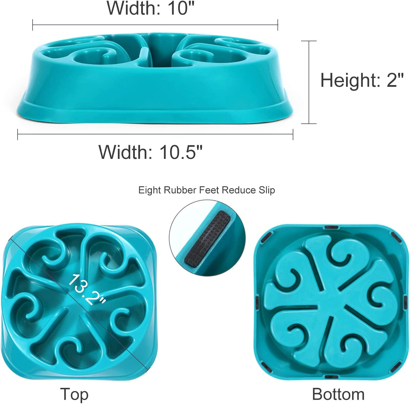 Large Dogs Bowl,Fun Slow Feeder Dog Bowl,Anti-Gulping Dog Slow Feeder Stop Bloat,Eco-Friendly Big Pet Bowl(B-Blue)