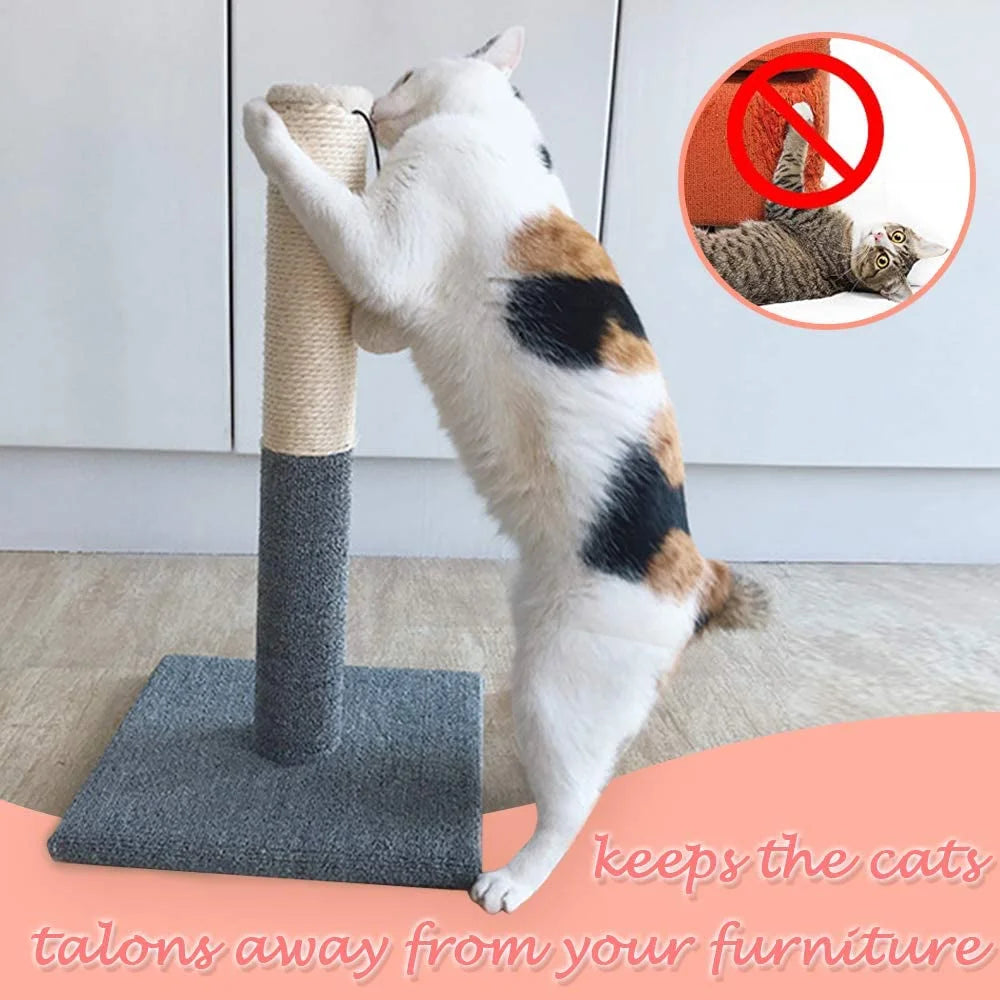 20" Cat Scratching Post, Cat Scratcher Pole Tower with Sisal Toy Board Pad for Indoor Cats