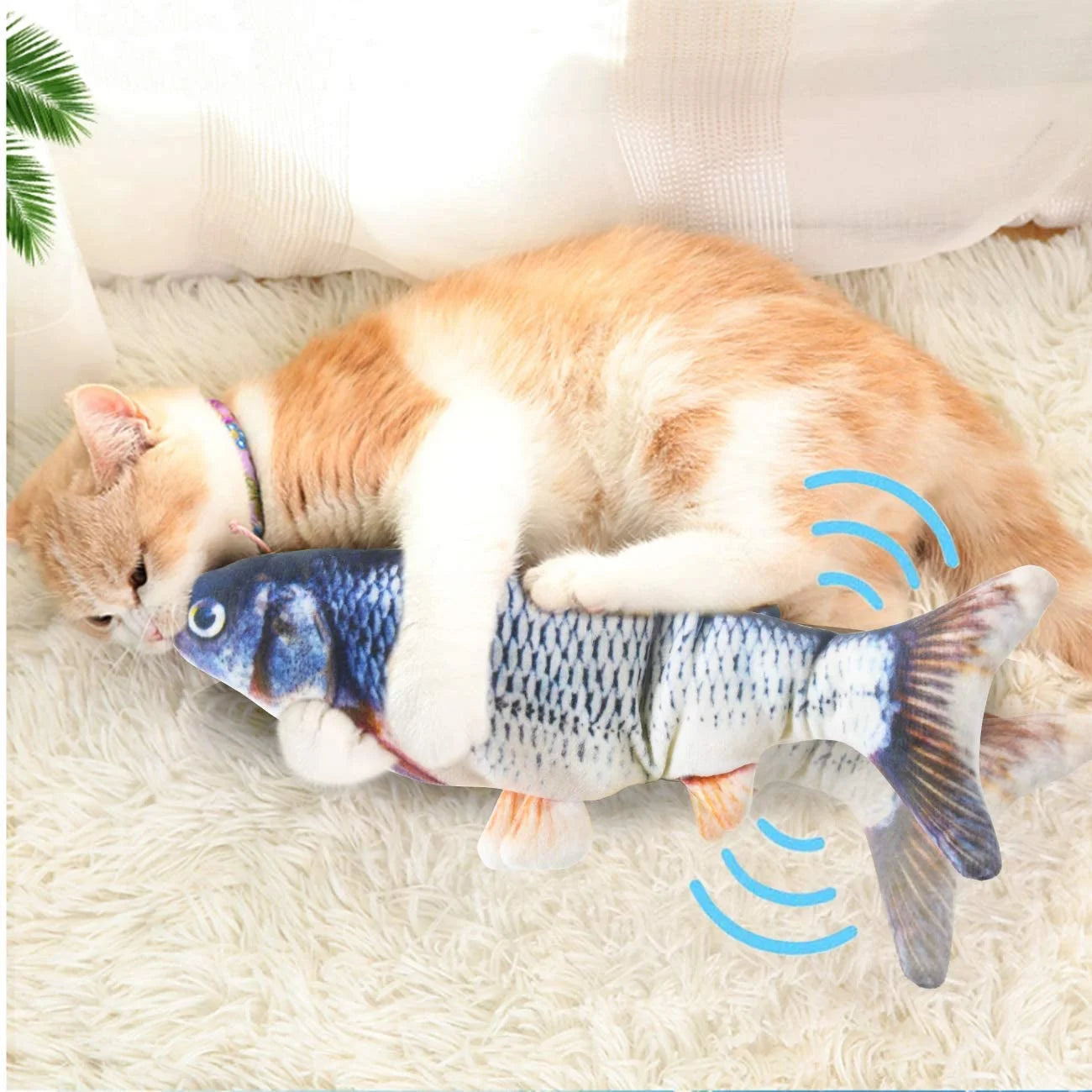 "Electric Moving Fish Cats Toy, Realistic Flopping Wagging Kicker Fish Toys Interactive Catnip Toys for Kitty Pets"